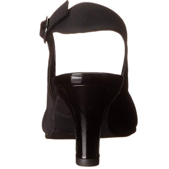 Black Kitten Heel Closed Toe Slingback Pump - Picture 7 of 7